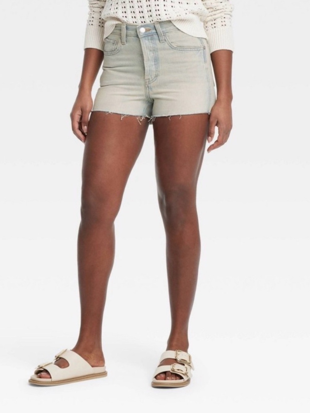 Universal Thread Light Wash High-Rise Frayed Hem Denim Shorts NWT Size 10